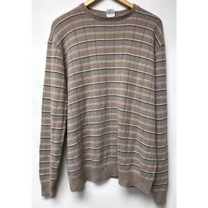 Vintage Garan Mens XL Sweater Pullover Brown Striped